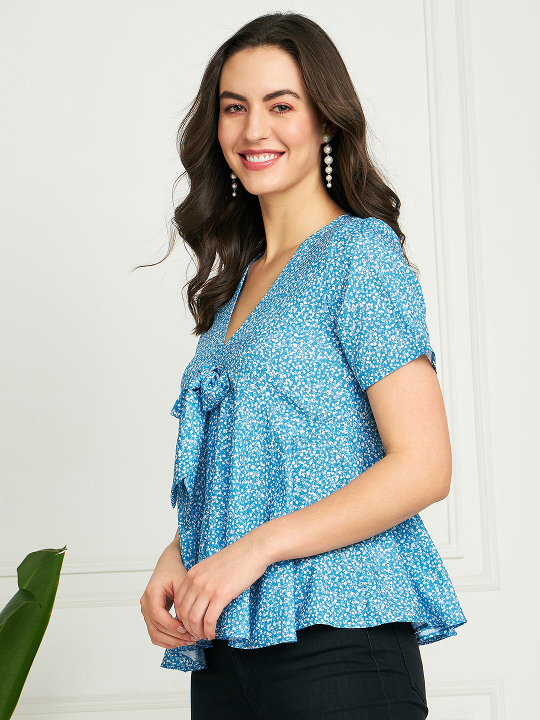 Modeve Women Blue Swing Top