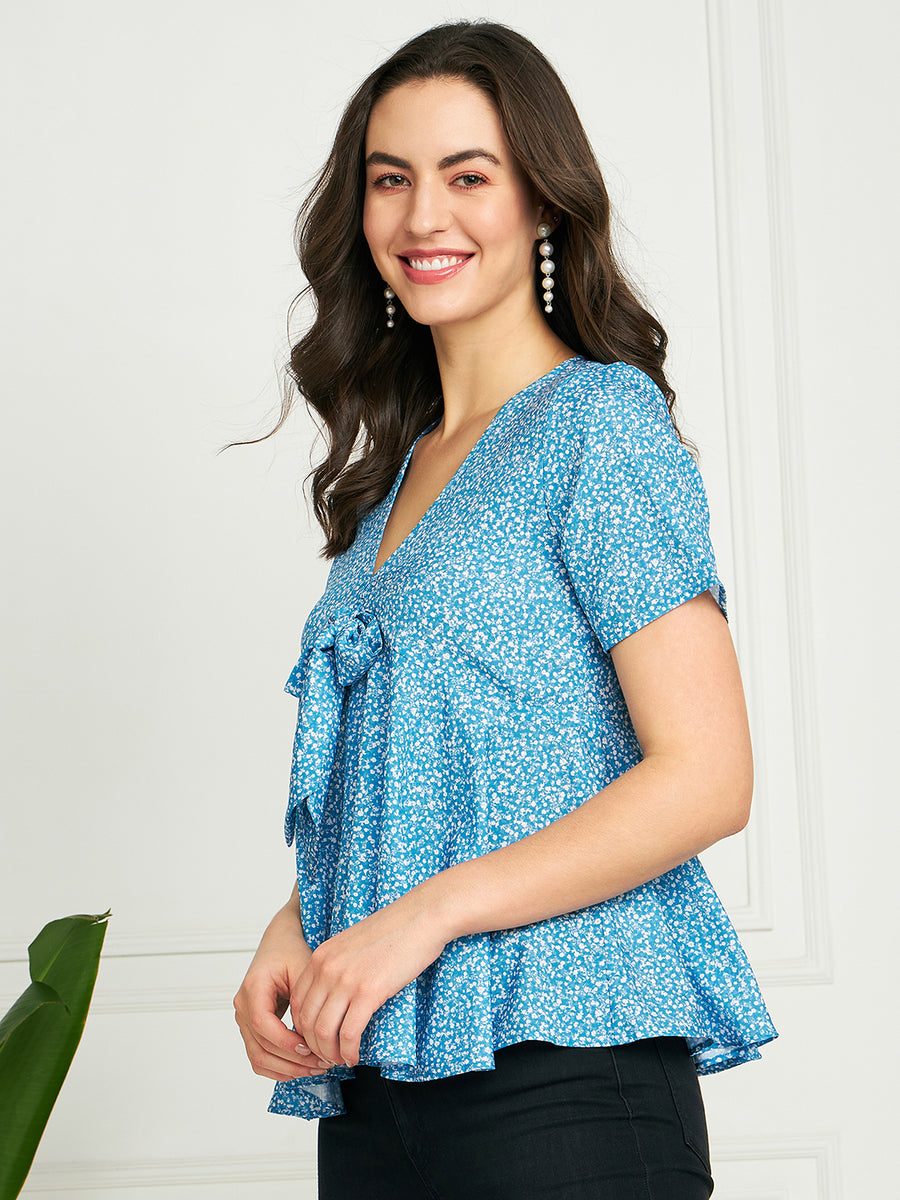 Modeve Women Blue Swing Top