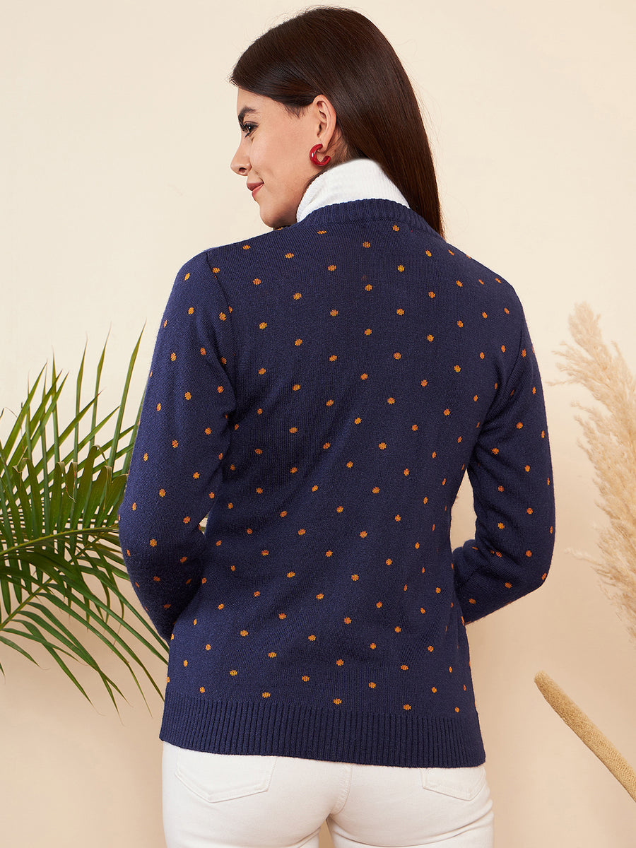 Modeve Women Casual Polkadot Sweater for Winter