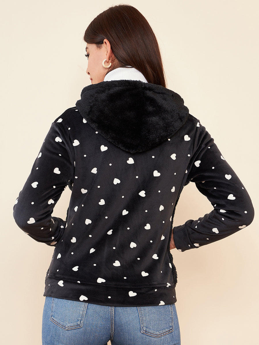 Modeve Women Printed Casual Hooded Jacket for Winter