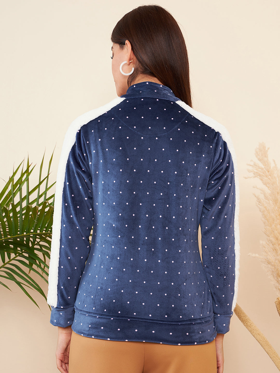 Modeve Women Casual Polka Dots Jacket For Winter