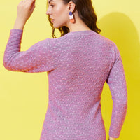 Modeve Printed Round Neck Casual Women Sweater