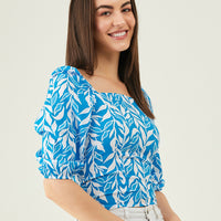 Modeve Women Blue Square Neck Top