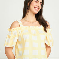 Modeve Women Yellow Bardot Top