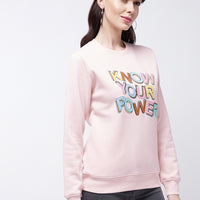 Modeve Typography Printed Ribbed Winter Sweatshirt For Women