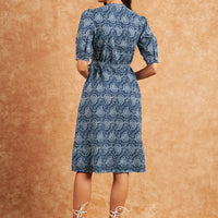 Rivza Women Red ethnic motifs Print Blue Dress