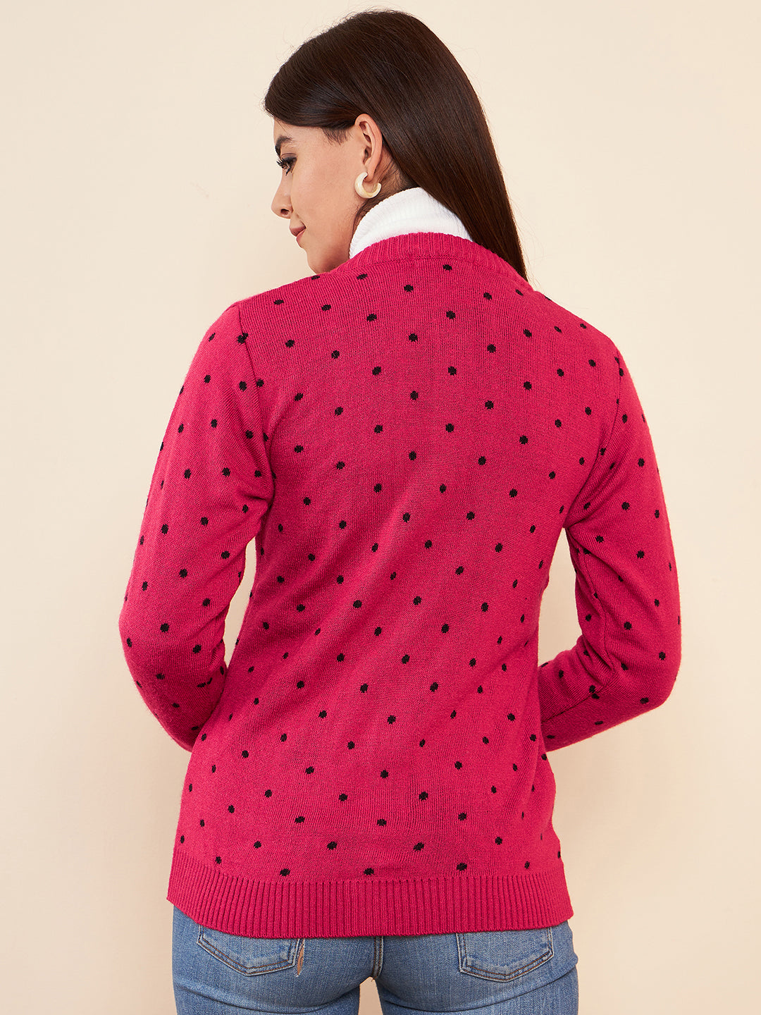 Modeve Women Casual Polkadot Sweater for Winter