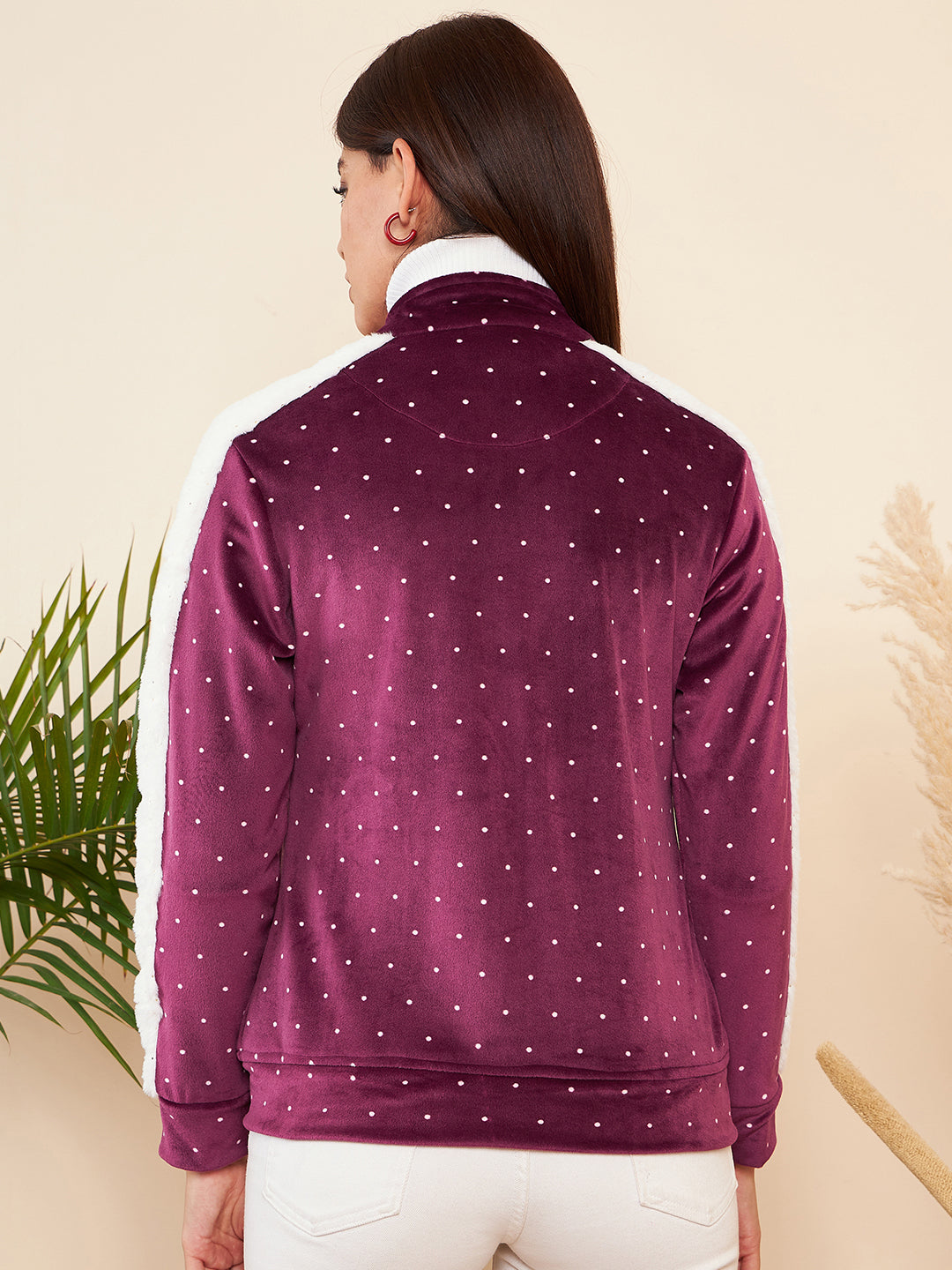 Modeve Women Casual Polka Dots Jacket For Winter