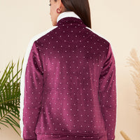 Modeve Women Casual Polka Dots Jacket For Winter