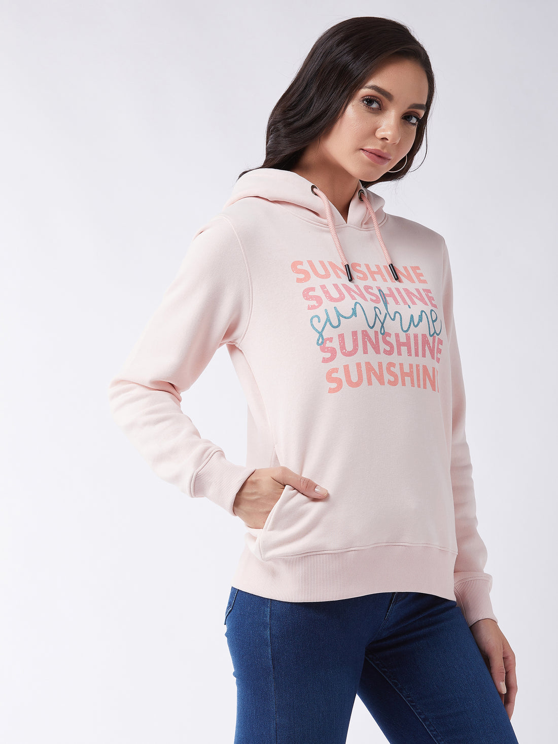 Modeve Women Printed Hooded Sweatshirt For Winter