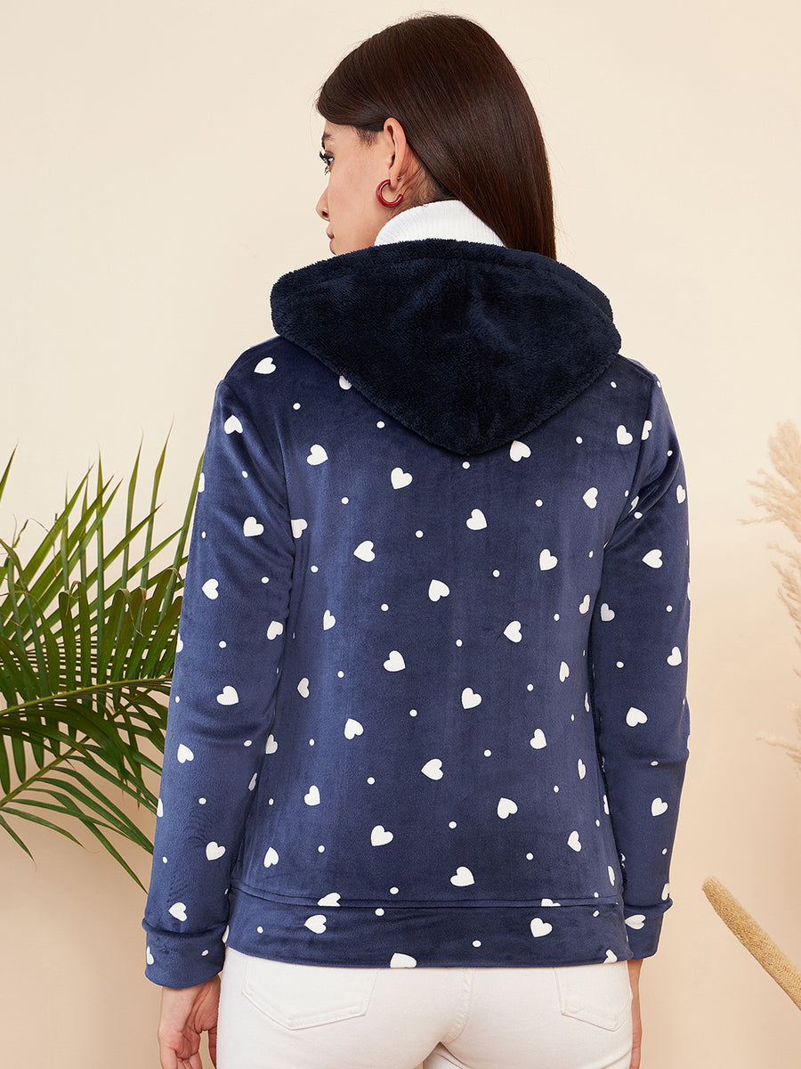 Modeve Women Printed Casual Hooded Jacket for Winter