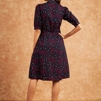 Rivza Women bandhani print Navy Dress