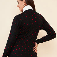 Modeve Women Casual Polkadot Sweater for Winter