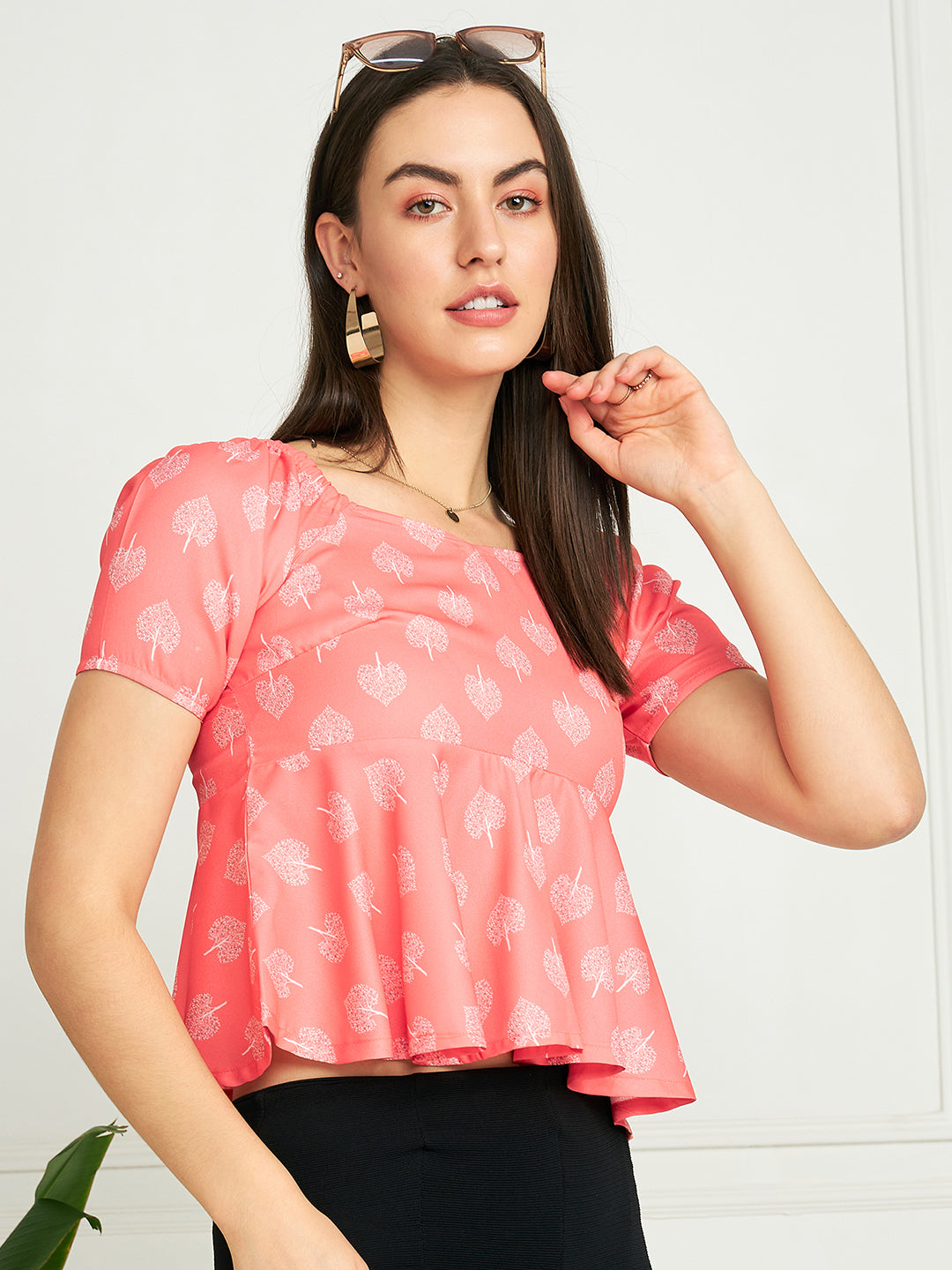 Modeve Women Peach peplum top