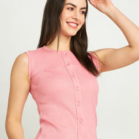 Modeve Women Button Closure Sleeveless Top