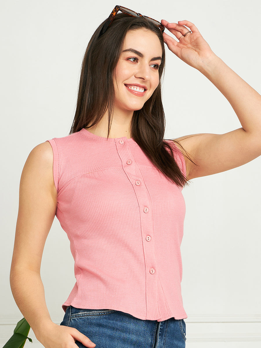 Modeve Women Button Closure Sleeveless Top