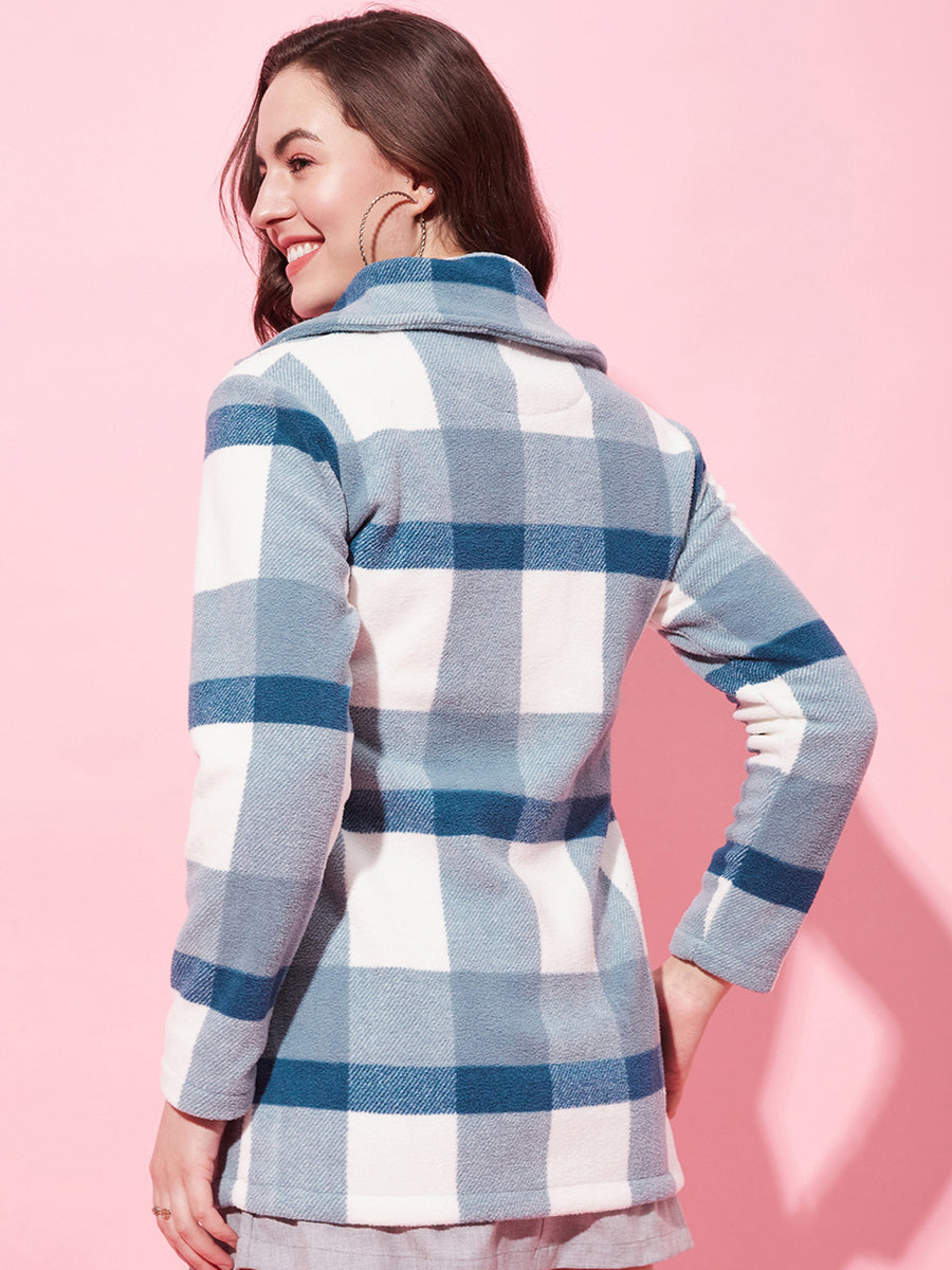 Modeve Women Checked Full Sleeve Jacket for Winter