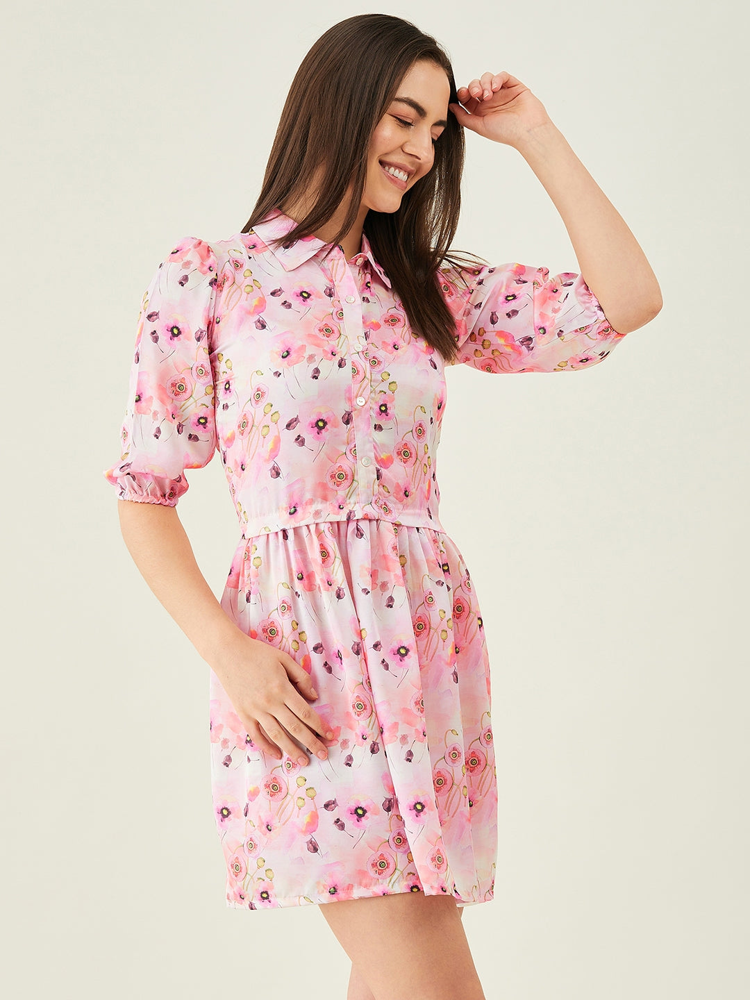 Modeve Women Pink Floral A-line Dress