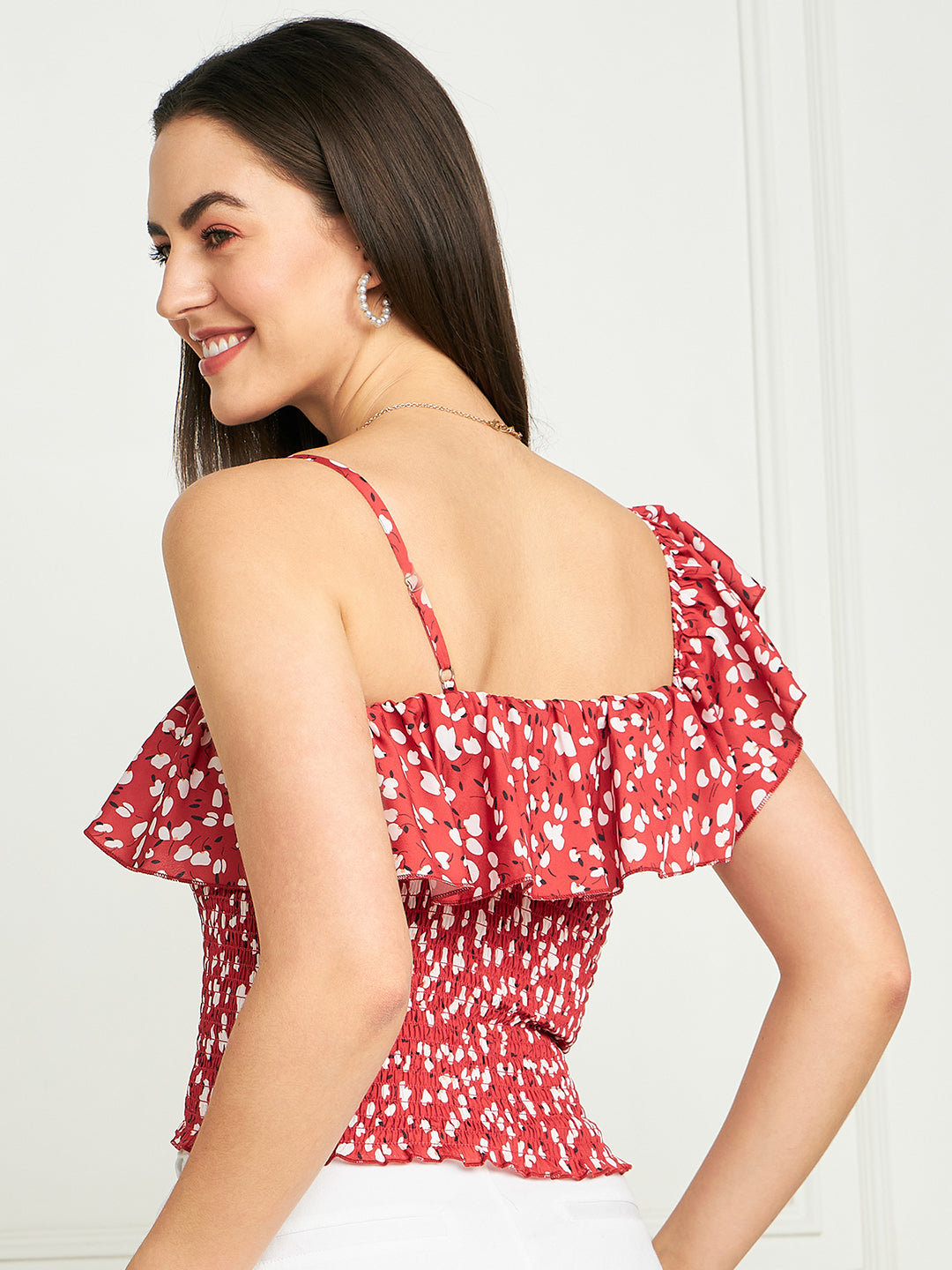 Modeve Women Printed off-Shoulder Crop Top