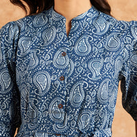 Rivza Women Red ethnic motifs Print Blue Dress