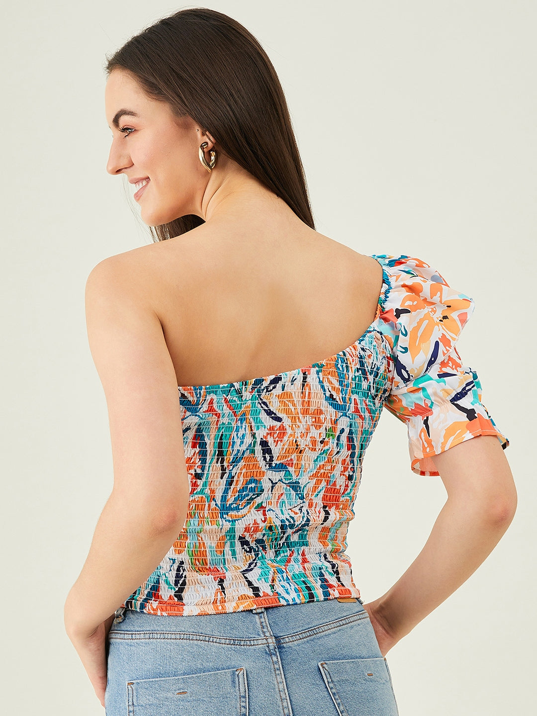 Modeve Women Floral One Shoulder Top