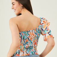 Modeve Women Floral One Shoulder Top