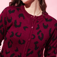 Modeve Animal Print Round Neck Casual Women Sweater for Winter