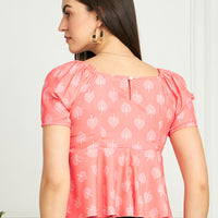 Modeve Women Peach peplum top