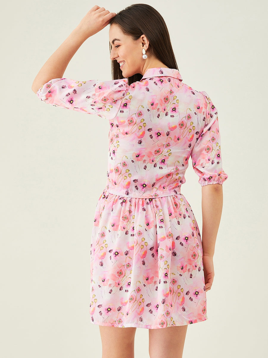 Modeve Women Pink Floral A-line Dress