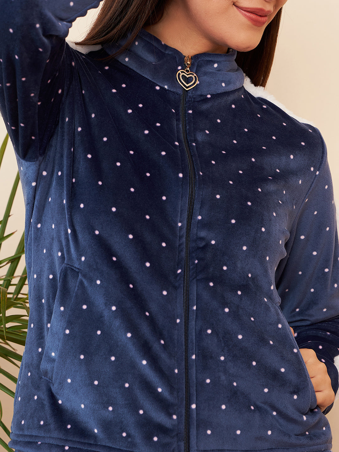 Modeve Women Casual Polka Dots Jacket For Winter