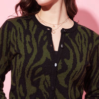 Modeve Women Animal Print Round Neck  Sweater