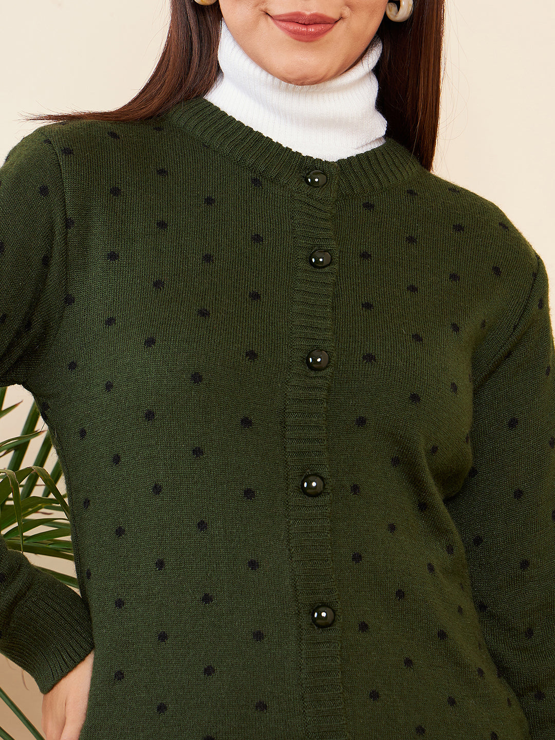 Modeve Women Casual Polkadot Sweater for Winter