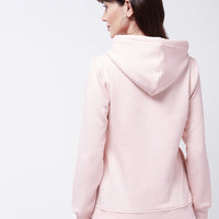 Modeve Peach Printed Hooded Sweatshirt