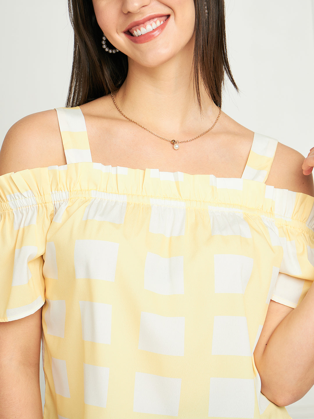 Modeve Women Yellow Bardot Top