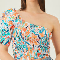 Modeve Women Floral One Shoulder Top