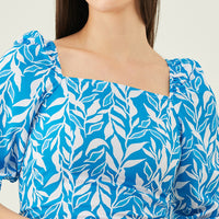 Modeve Women Blue Square Neck Top