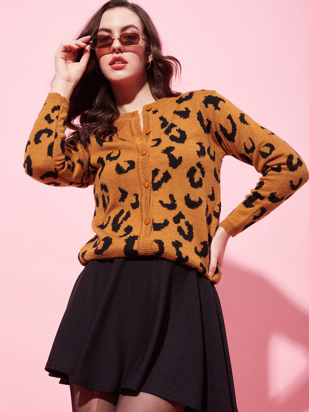 Modeve Animal Print Round Neck Casual Women Sweater for Winter