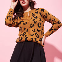 Modeve Animal Print Round Neck Casual Women Sweater for Winter