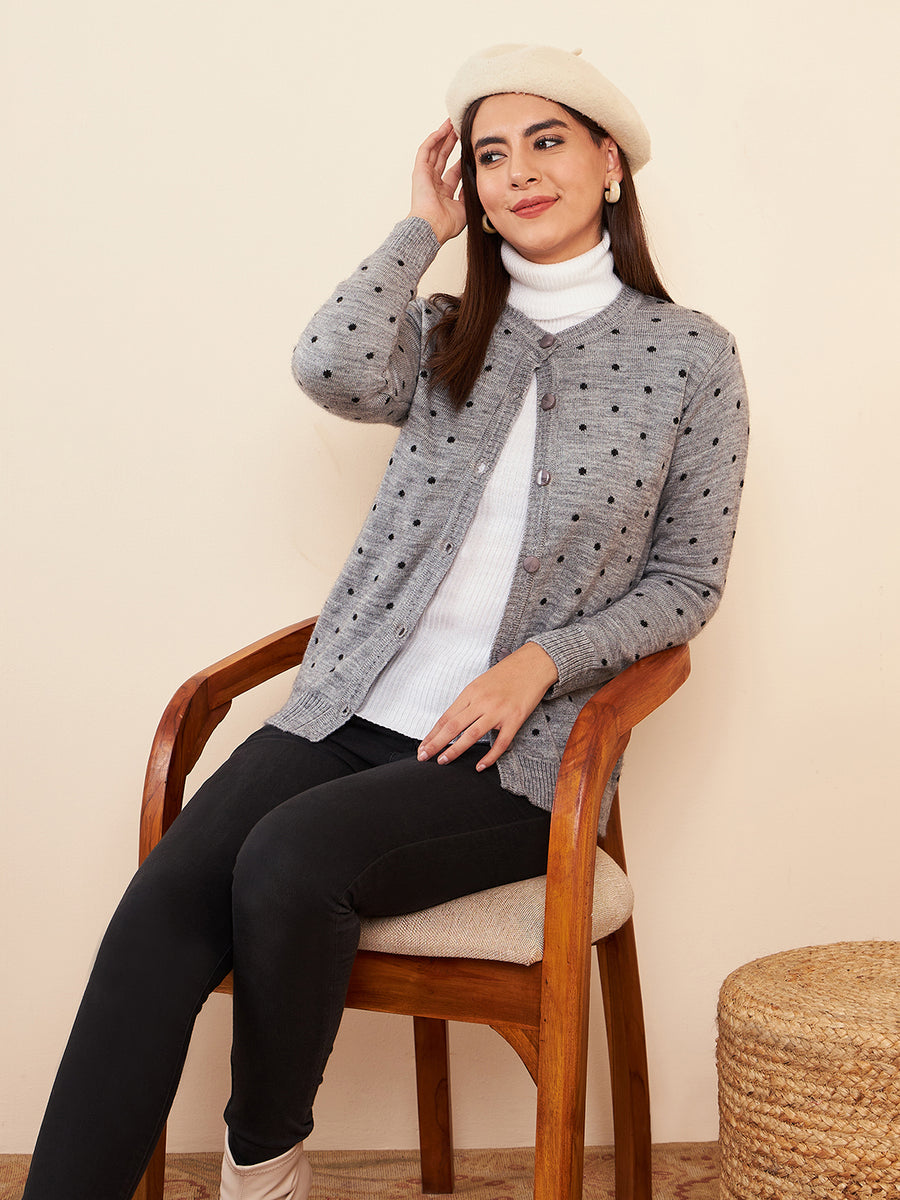 Modeve Women Casual Polkadot Sweater for Winter