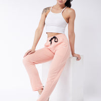 Modeve Navy and Peach Cotton Blend Women Track Pants Combos