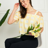 Modeve Women Yellow Bardot Top