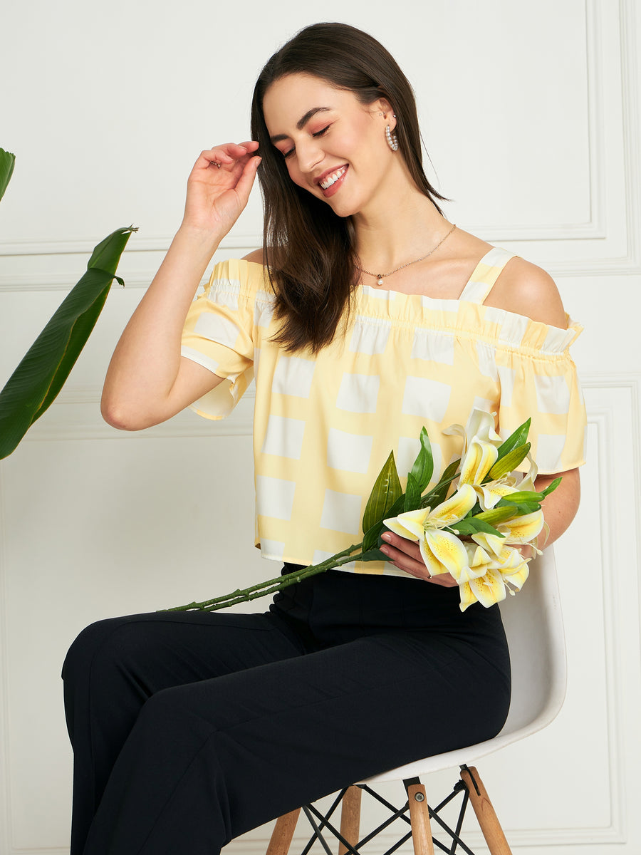 Modeve Women Yellow Bardot Top