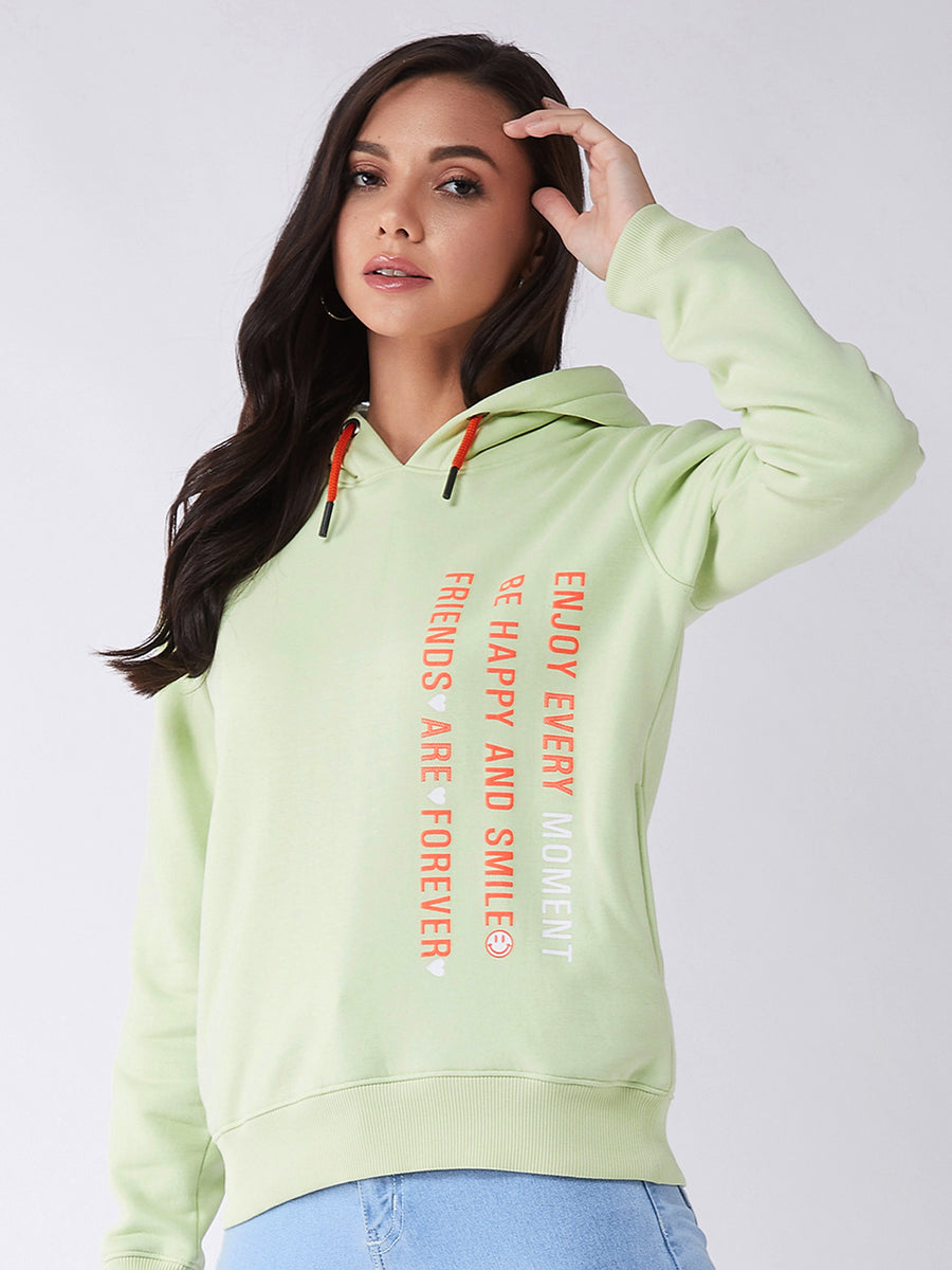 Modeve Women Printed Hooded Sweatshirt For Winter