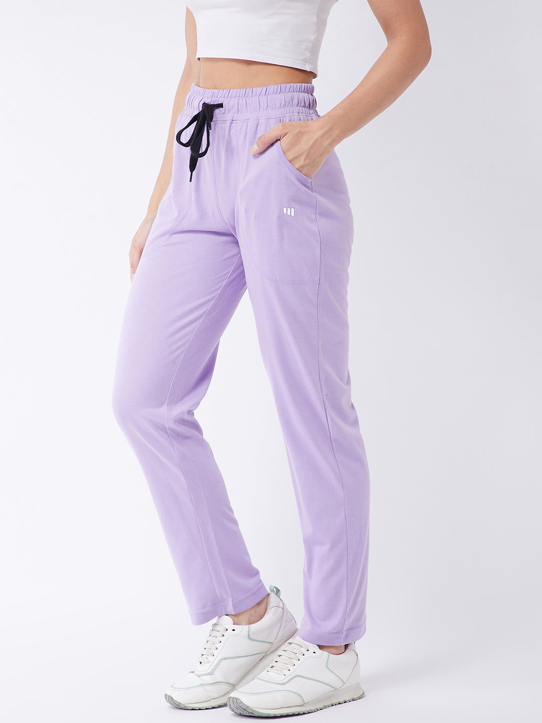 Modeve Lavender and Peach Cotton Blend Women Track Pants Combos