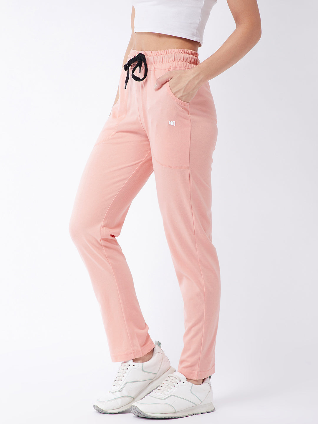 Modeve Lavender and Peach Cotton Blend Women Track Pants Combos