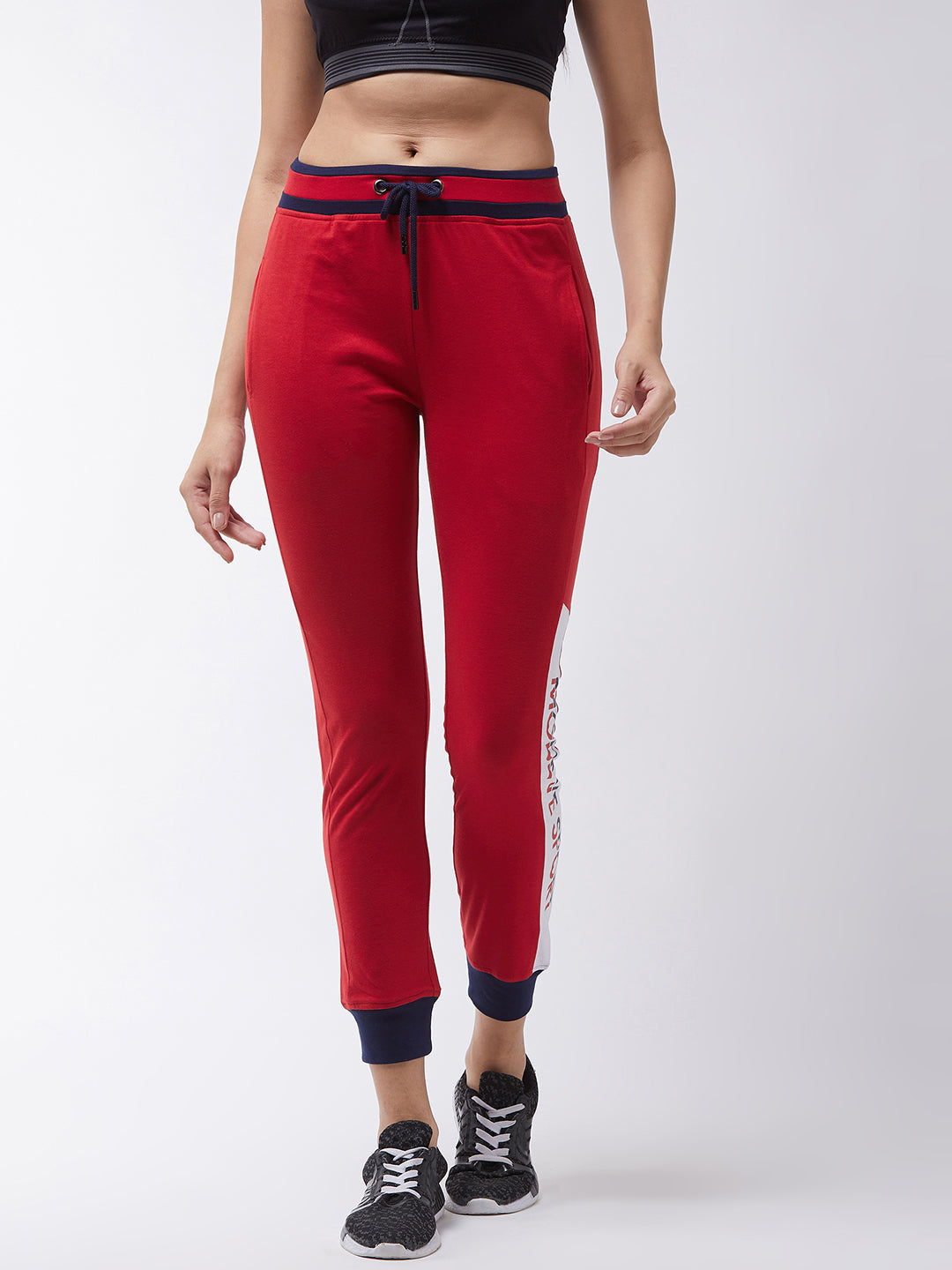 Modeve Printed Women Cherry Red Track Pant