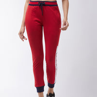 Modeve Printed Women Cherry Red Track Pant