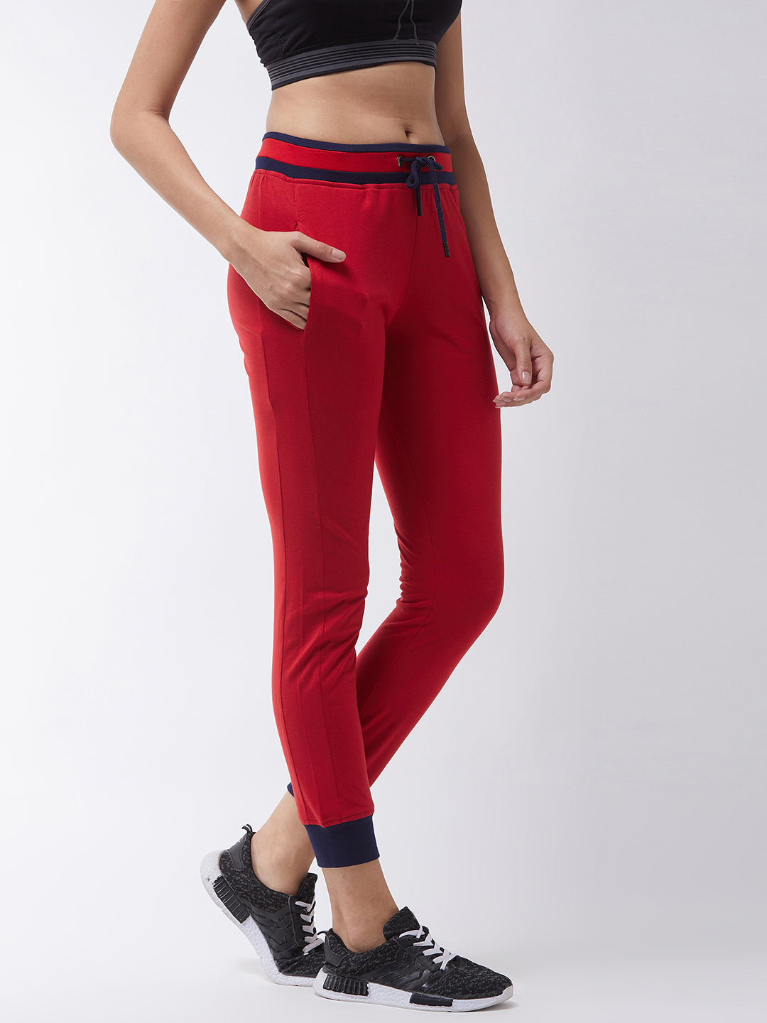 Modeve Printed Women Cherry Red Track Pant