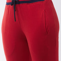 Modeve Printed Women Cherry Red Track Pant