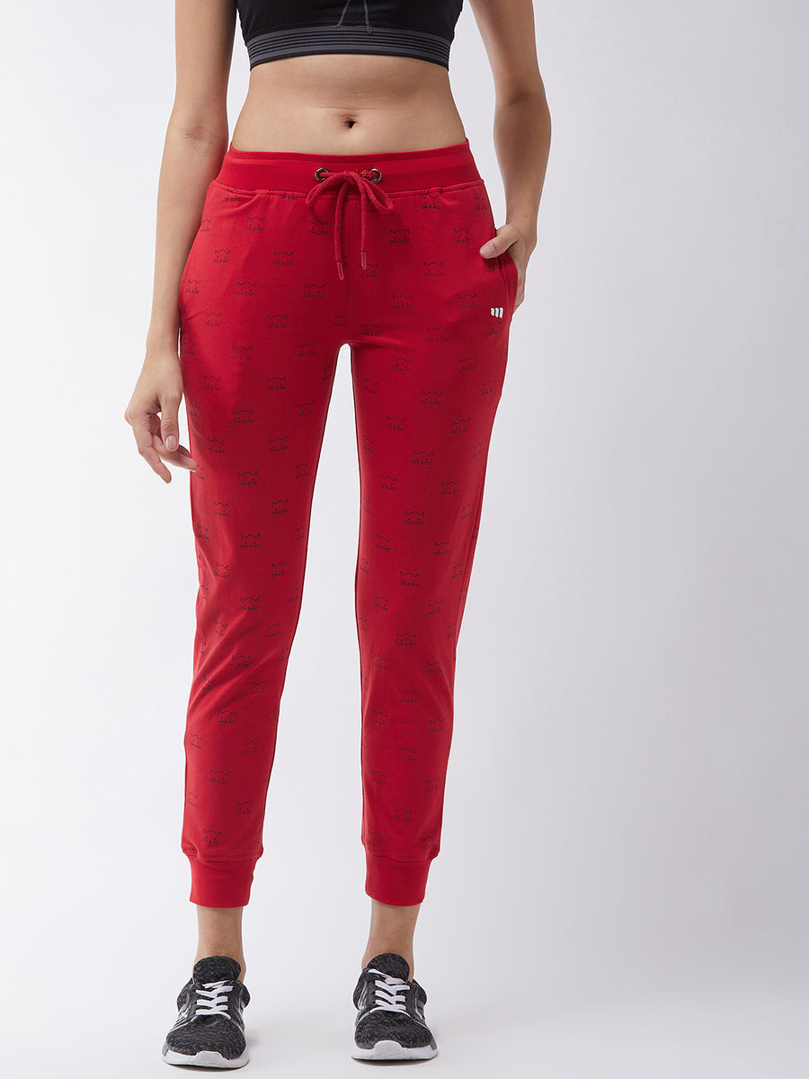 Modeve Printed Women Red Track Pant